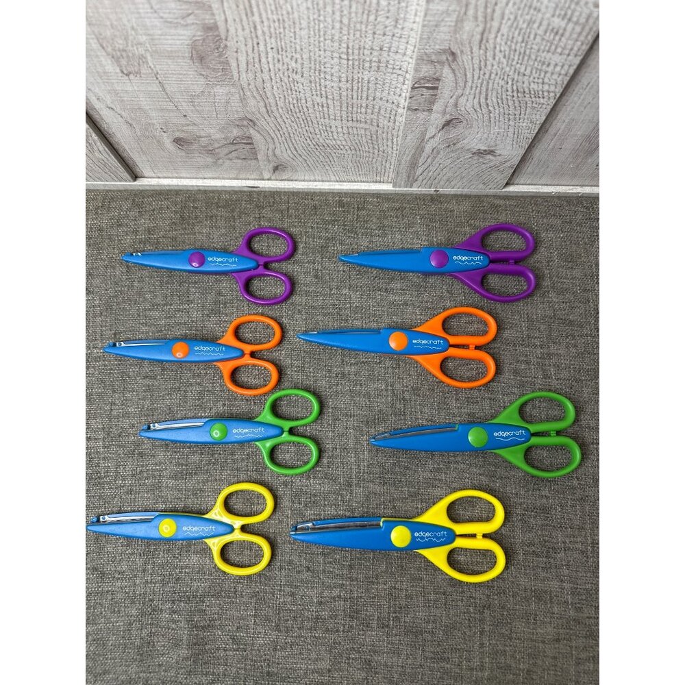 Edgecraft Multi Pattern Craft Scissors Set Of 8 Scrapbook Classroom DIY Projects - Picture 2 of 12